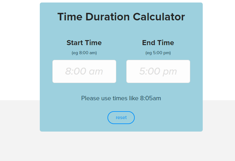 Time Duration Calculator