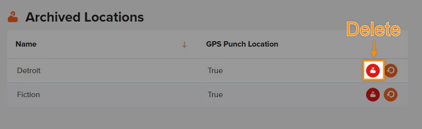 Deleting an archived location