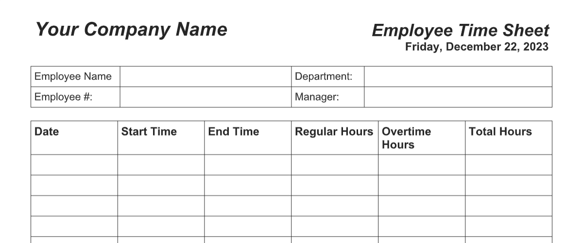 OnTheClock Free Timesheet Template