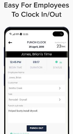 Employee time clock app
