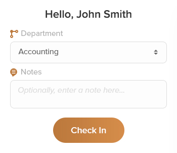 Employee time clock check in feature. 