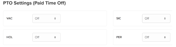 PTO settings paid time off settings