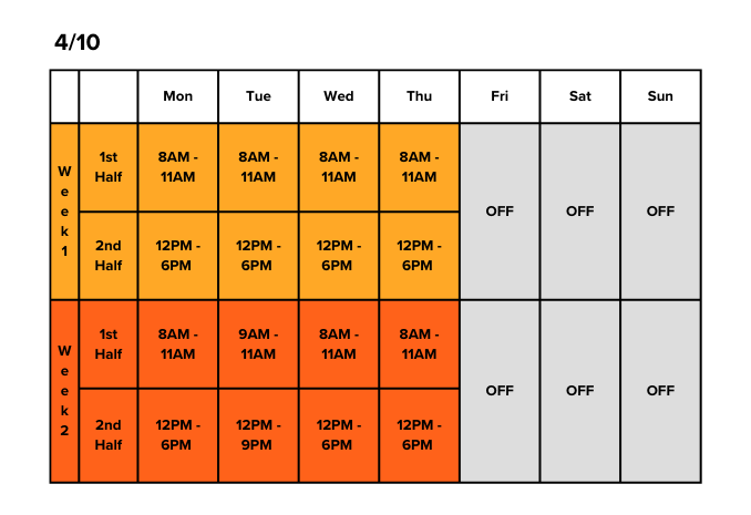 Compressed Work Schedules 4/10