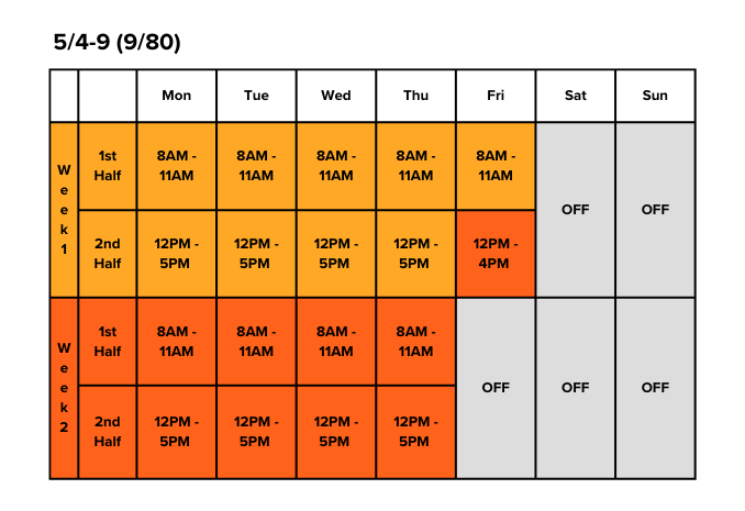 Compressed Work Scheduless 5/4-9
