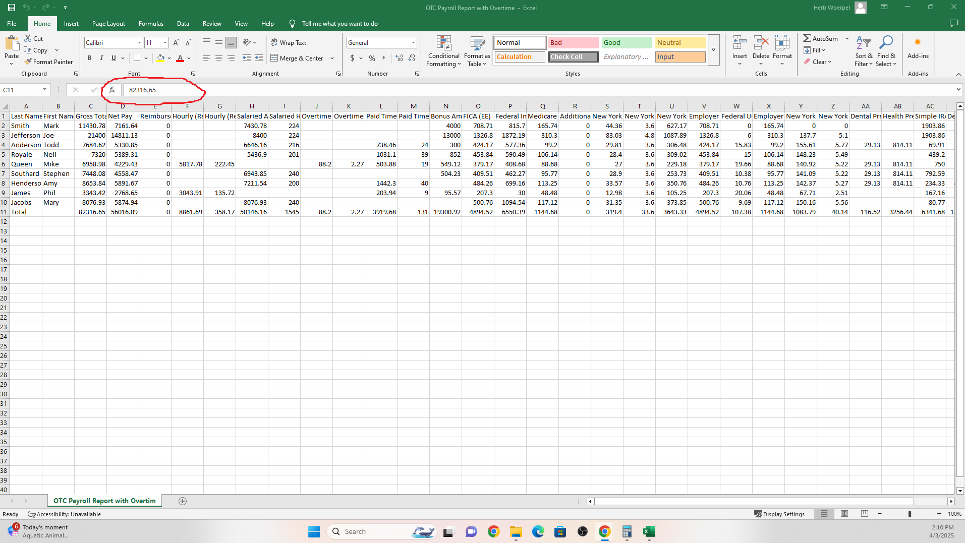 The image shows a close-up of a spreadsheet's formula bar with the formula '=AVERAGE(E2:E10)' in cell E11. The layout features a light gray background, with the cell reference 'E11' on the left and the formula bar displaying the formula on the right, accompanied by small icons for function, cancel, and enter buttons.