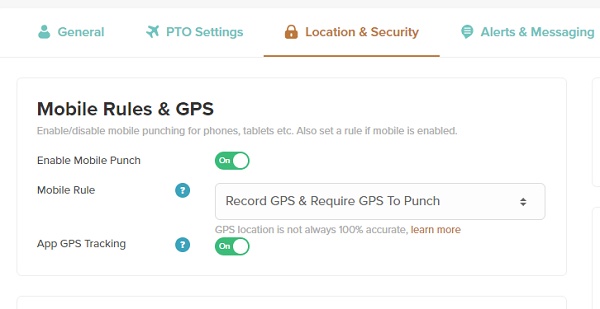 Live GPS tracking settings