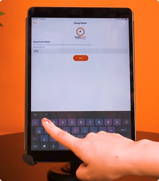 Easily set up a device for employees to punch