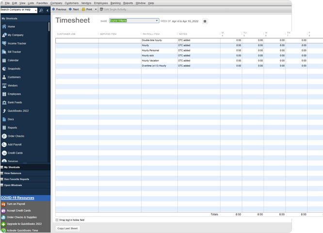 timesheets that connect to Quickbooks with OnTheClock.