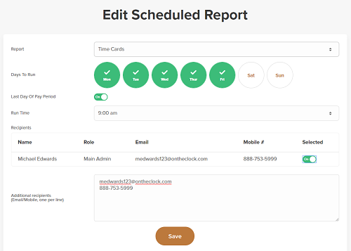 time clock automated reports