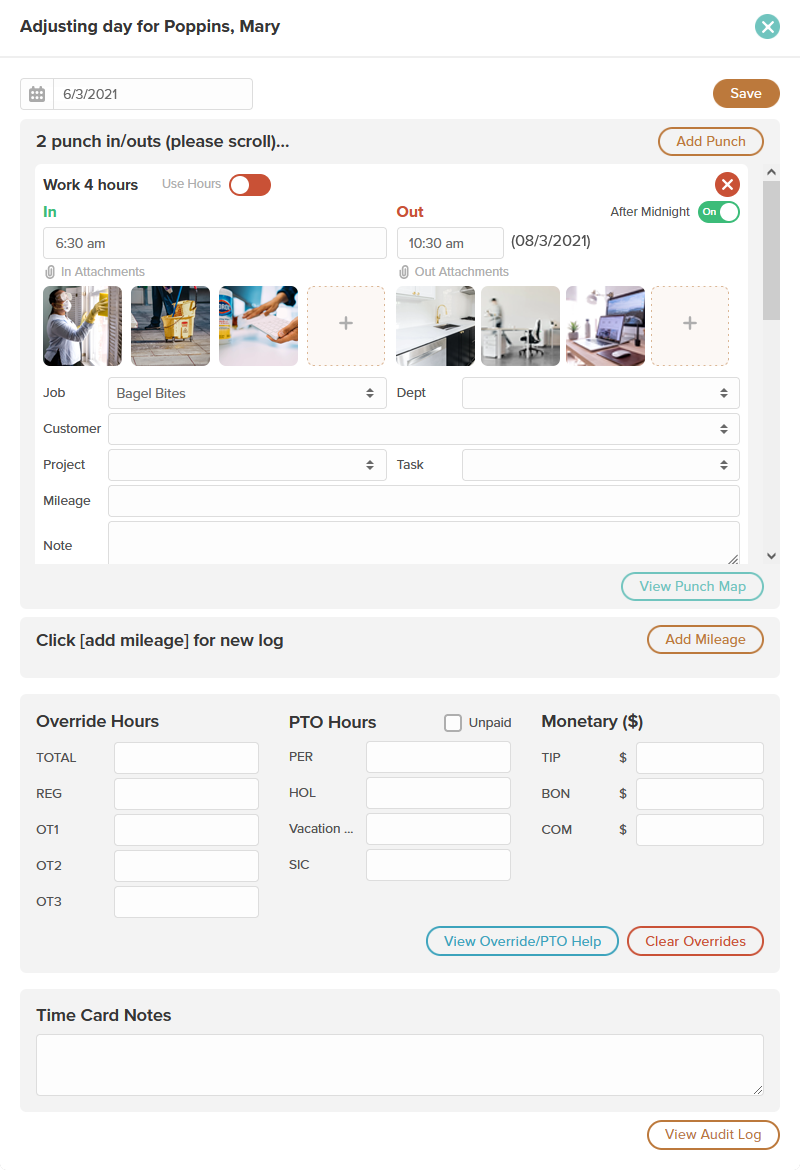 Easy timesheet editing and adjustments