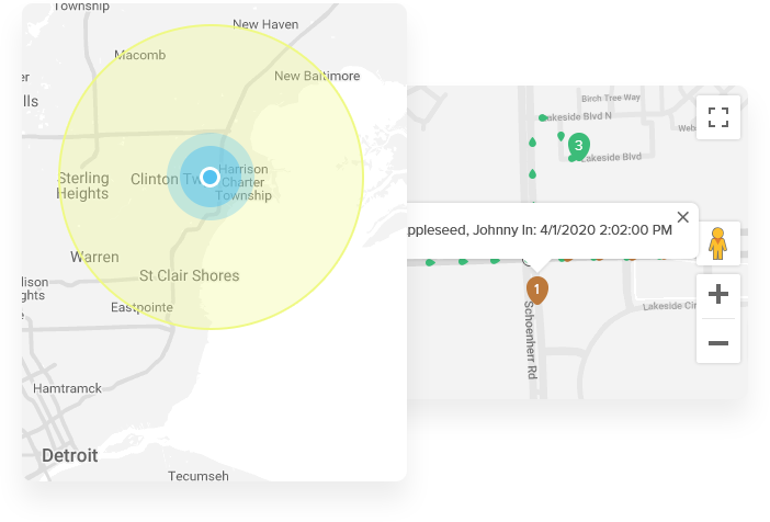 Employee GPS punch map